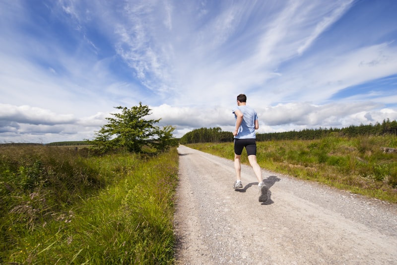 Runner on a fast road effort